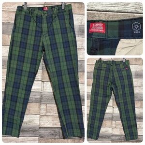 Levi's XX Chino Standard Taper Pants Men’s 33x30 Tartan Plaid Green Blue